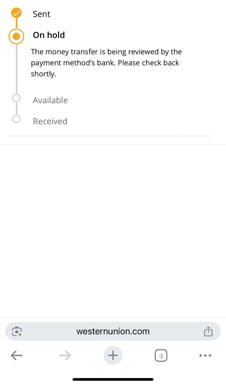 Gefälschter Western Union Beleg